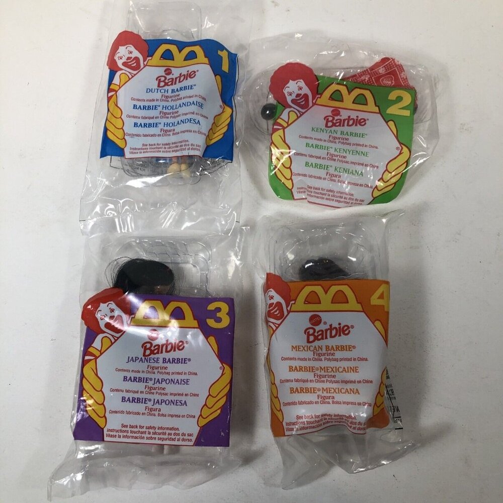 McDonalds Vtg 1995 International Barbie Happy Meal Toys Set 1-4